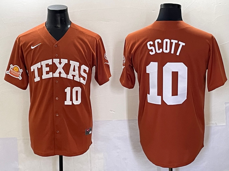 Men Texas Longhorns #10 Scott brown Nike joint Name NCAA 2025 Jersey style 20